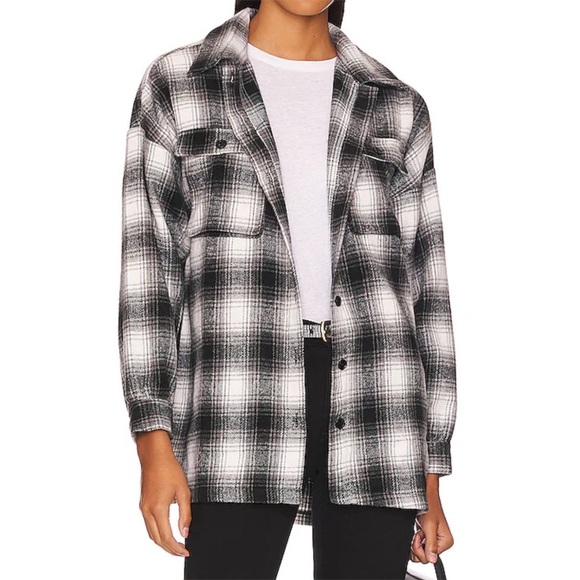 Lovers + Friends “Harlow” Flannel Shacket in Black & White, size XS - Picture 2 of 5